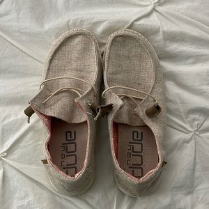 Chambray white nut dude shoes